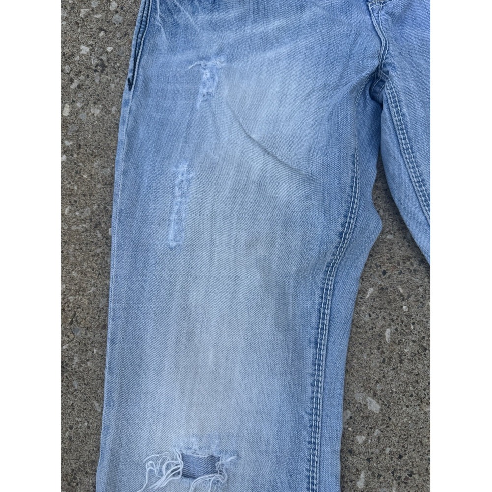 Madison Denim Women's Low Rise Flare Leg Distress SZ 7/8 Dark Stitch Embroidery - Picture 5 of 15